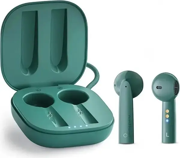 Беспроводные наушники 1MORE Omthing Air Free Pods, BT5.0, ENC, Qi, TWS, 400mAh, 5h, (EO005) green UA UCRF - фото 2
