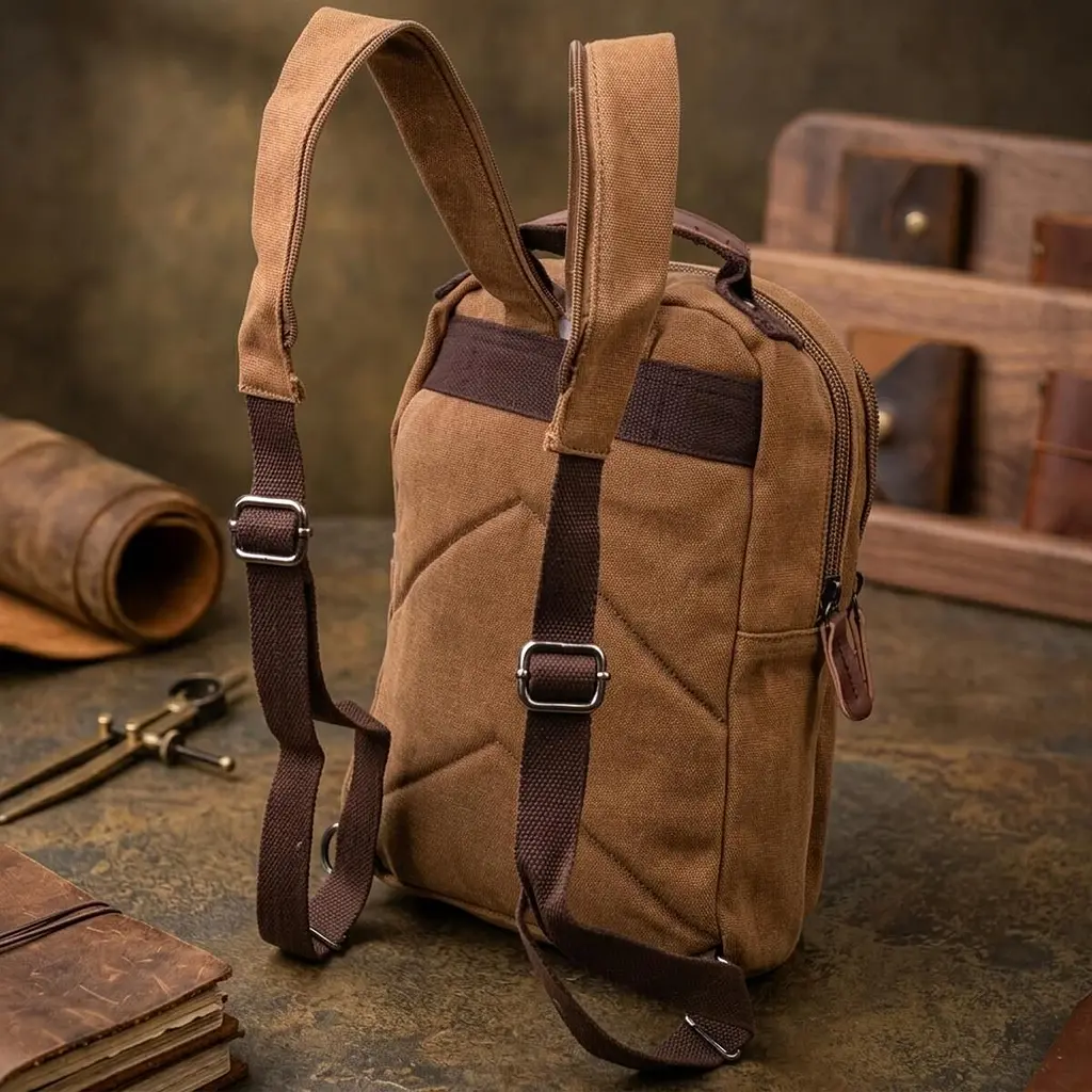 Зручний рюкзак з текстилю 21257 Vintage коричневий - фото 4