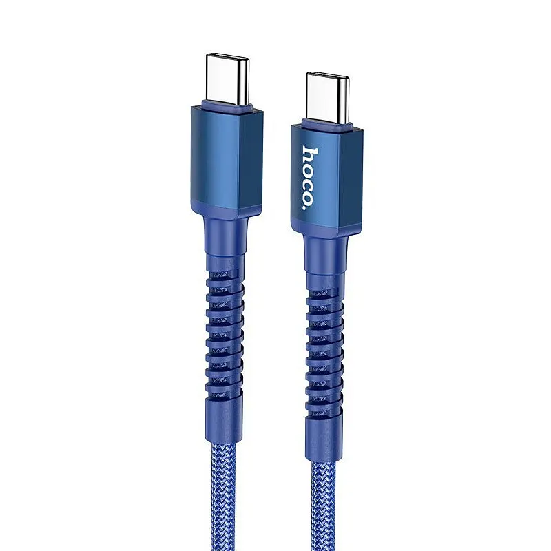Кабель Hoco X71 Type-C to Type-C Especial 60W усиленное оплетение синий - фото 5