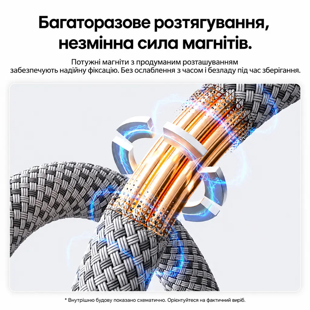 Кабель Vention TSAJG магнітний USB-C - USB-C PD 3.1 240 Вт 1,5 м титаново-золотий (TSAJG) - фото 11