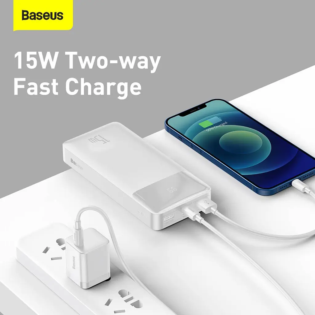 Портативный аккумулятор Baseus Bipow Digital Display 20000mAh 15W (PPDML-J02) белый - фото 4
