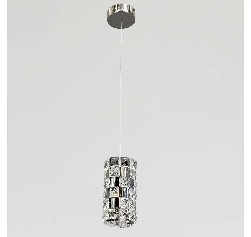 Одинарний кришталевий LED-підвіс Artlight 7715/1A BK, темний хром, 9 Вт