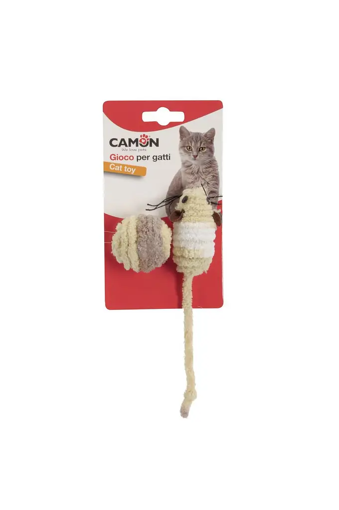 Игрушка для кошек мышка с мячом Camon 7см и 4.5см - фото 1