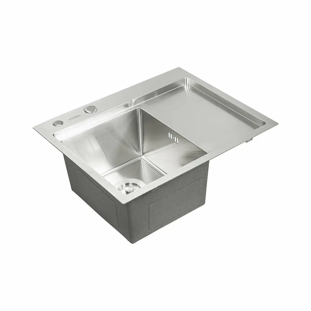 Кухонна мийка Platinum Handmade 580x480x220 L нержавійка (товщина 3.0/1.5 мм корзина та дозатор в комплекті) - фото 3