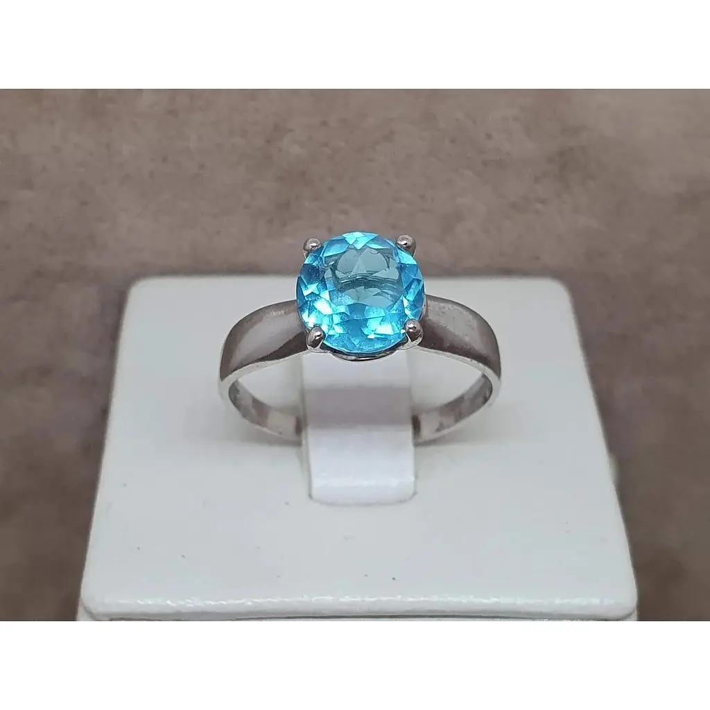 Серебряное кольцо Агни Безмятежность с голубым кварцем. 1298/1р-QSWB 18,5 - фото 4