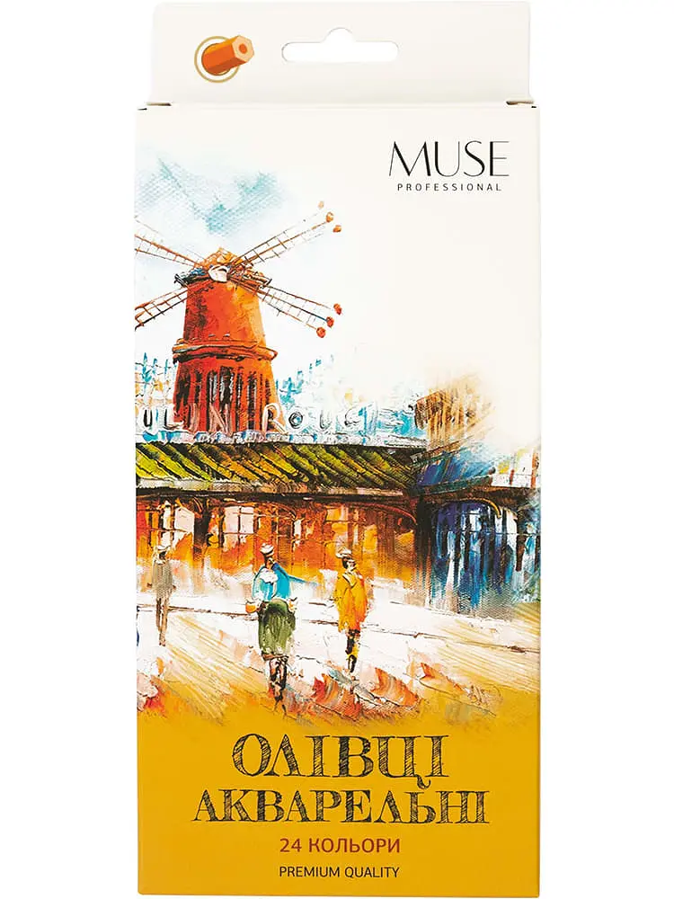 Набір олівців 24 кол. MUSE акварельні шестигранні з пензликом та чинкою (104M-24) - фото 2