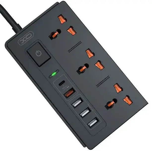 Мережевий фільтр XO WL06 подовжувач 1.8 м 3 розетки 4 USB чорний - фото 2