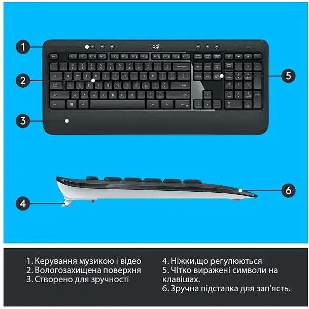 Комплект беспроводной Logitech MK540 Black USB - фото 6