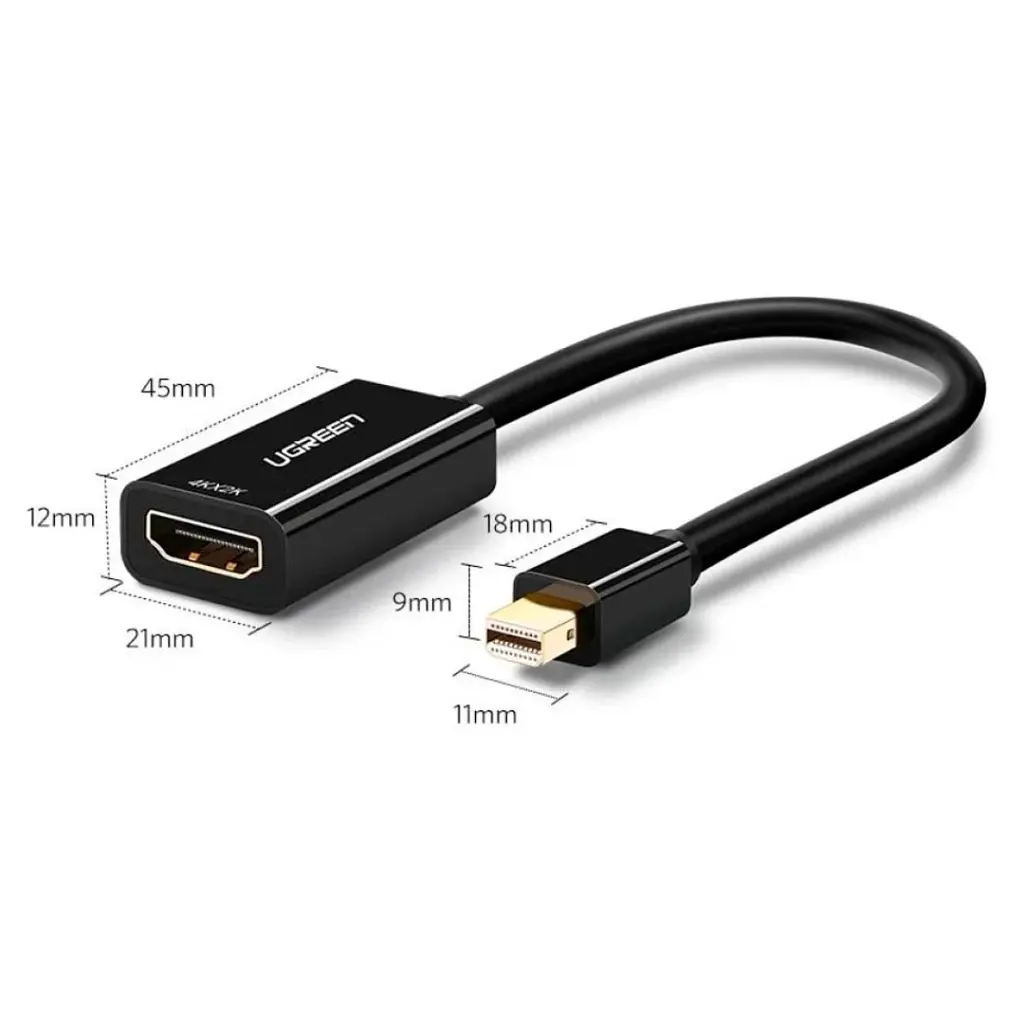 Переходник Mini DisplayPort M to HDMI F 4K 30Hz black Ugreen (40360) - фото 3