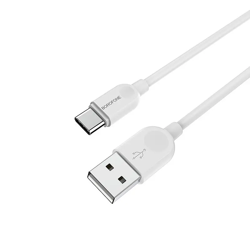 Кабель BOROFONE BX14 USB to Type-C 2.4A, 2m, PVC, TPE connectors, білий - фото 3