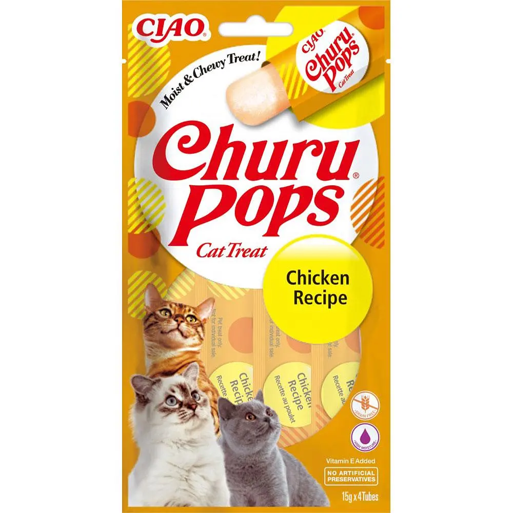 Вологі ласощі для котів INABA Churu Pops вершкове желе з куркою 4 шт по 15 г