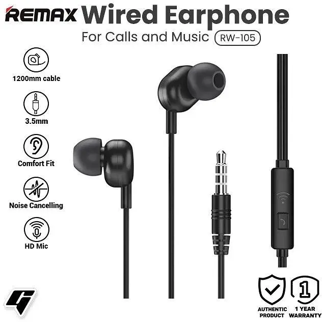 Наушники Remax with mic Wired Earphone RW-105 HD Mic - фото 2