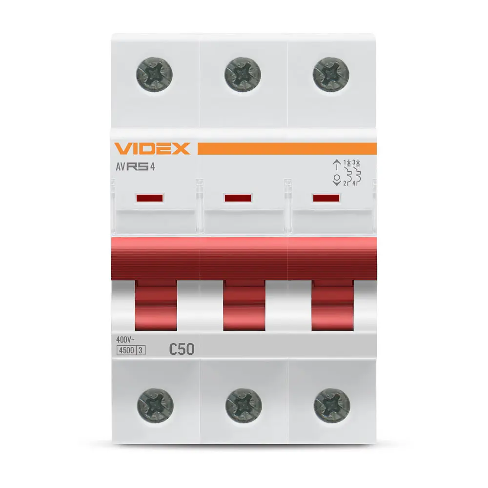 Автоматичний вимикач RS4 3п 50А С 4,5кА VIDEX RESIST VIDEX (26537-000) - фото 2