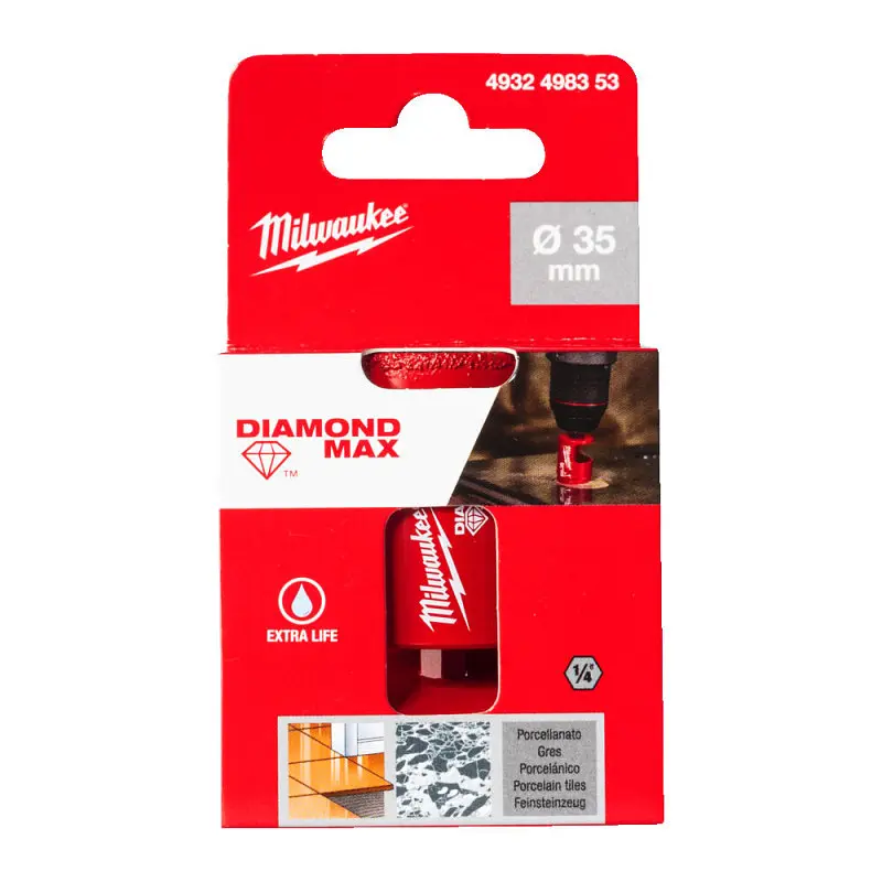 Коронка алмазна Diamond Plus/Max MILWAUKEE, діаметр 35,0мм (1/4'' Hex) (свердління з водою) - фото 2