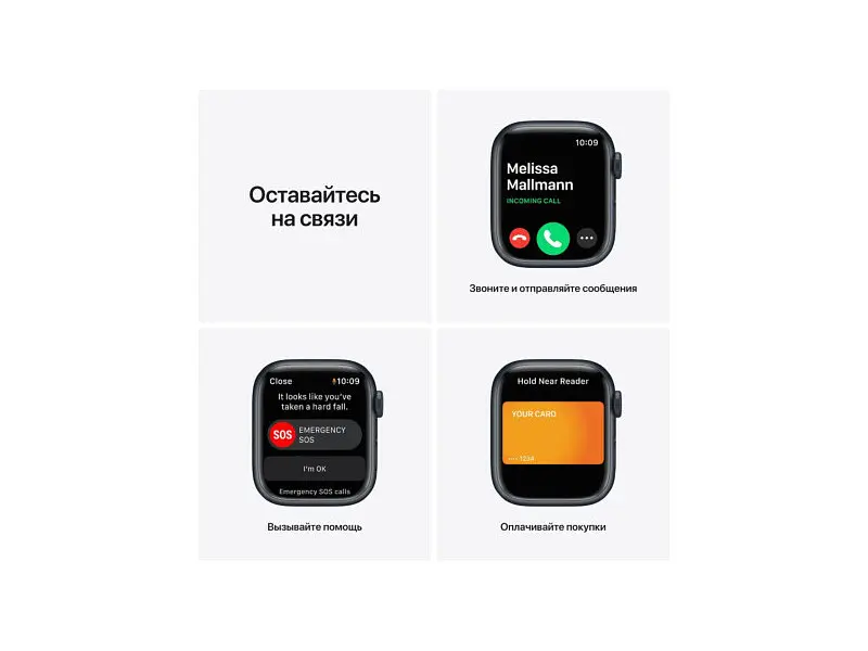 Смарт-часы Apple Watch Series 7 GPS 41mm Midnight Aluminum Case With Midnight Sport Band (MKMX3) - фото 9