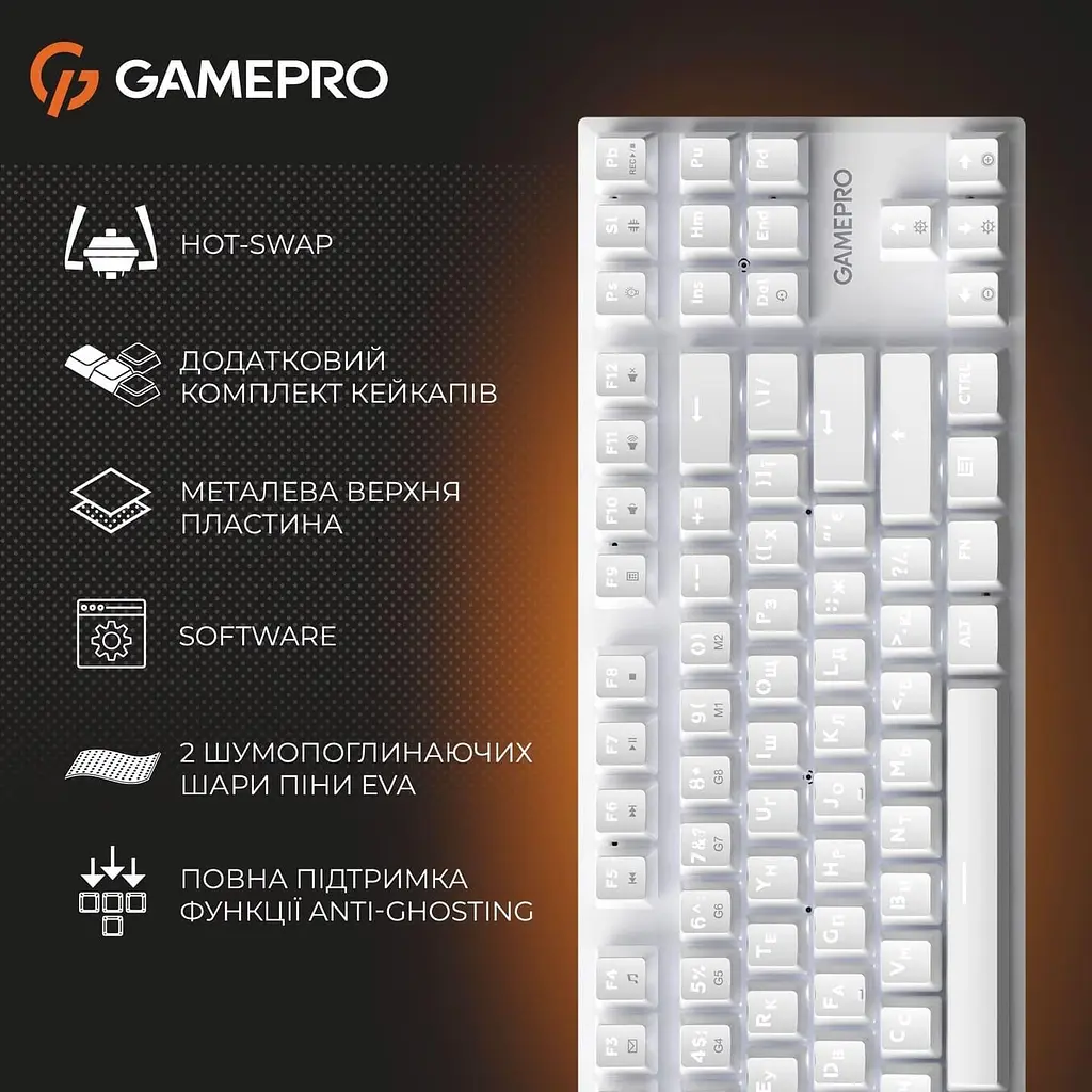 Клавіатура GamePro Genesis Joker 87% Red Switches (MK124W) U1 - фото 8