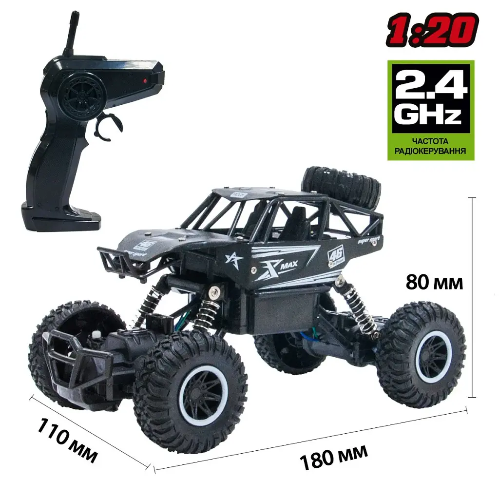 Автомобіль OFF-ROAD CRAWLER з р/к - ROCK SPORT (чорний, акум. 3,6V, метал. корпус, 1:20) - фото 10