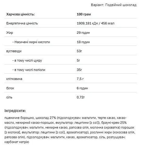Fitking Delicious cookie — 128 г Double Chocolate - фото 2