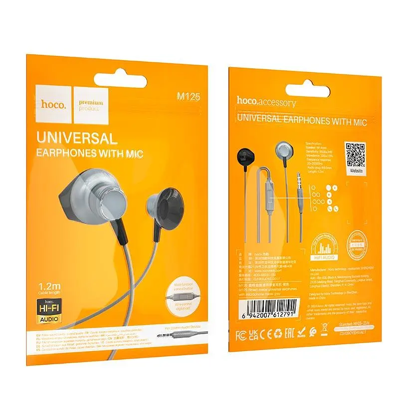 Наушники Hoco Smart metal универсальные earphones with microphone M125 - фото 2