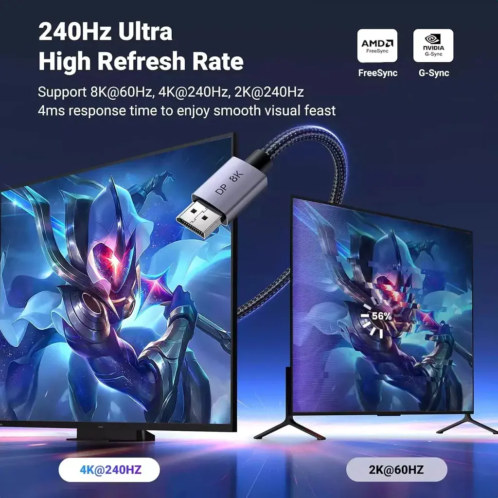 Кабель мультимедійний DisplayPort M to DisplayPort M 5.0m 8K60Hz 32.4Gbps black Ugreen (45039) - фото 4