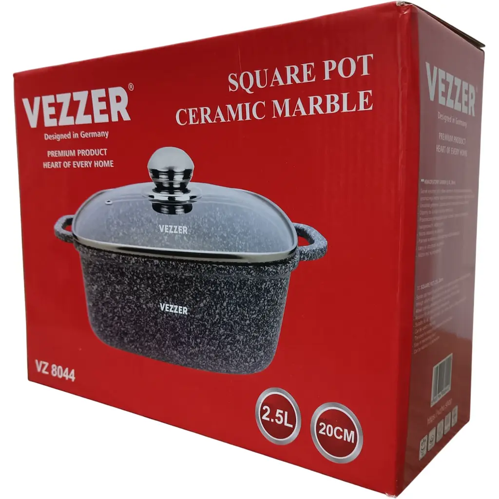 Каструля Vezzer квадратна з кришкою 20 см 2.5 л сіра (VZ8044) - фото 9