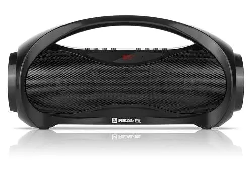 Колонка портативна 2.0 REAL-EL X-713 Black, 2x6 Вт, пластиковий корпус, Bluetooth, MicroSD / USB, FM-приймач, живлення від акумулятора, 1800 мА*ч, керування сверху - фото 2