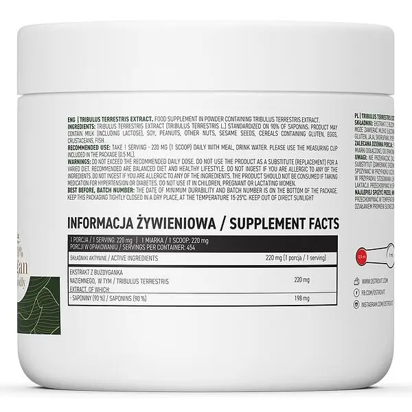 Стимулятор тестостерону OstroVit Vege Tribulus Terrestris Extract, 100 грамм - фото 2