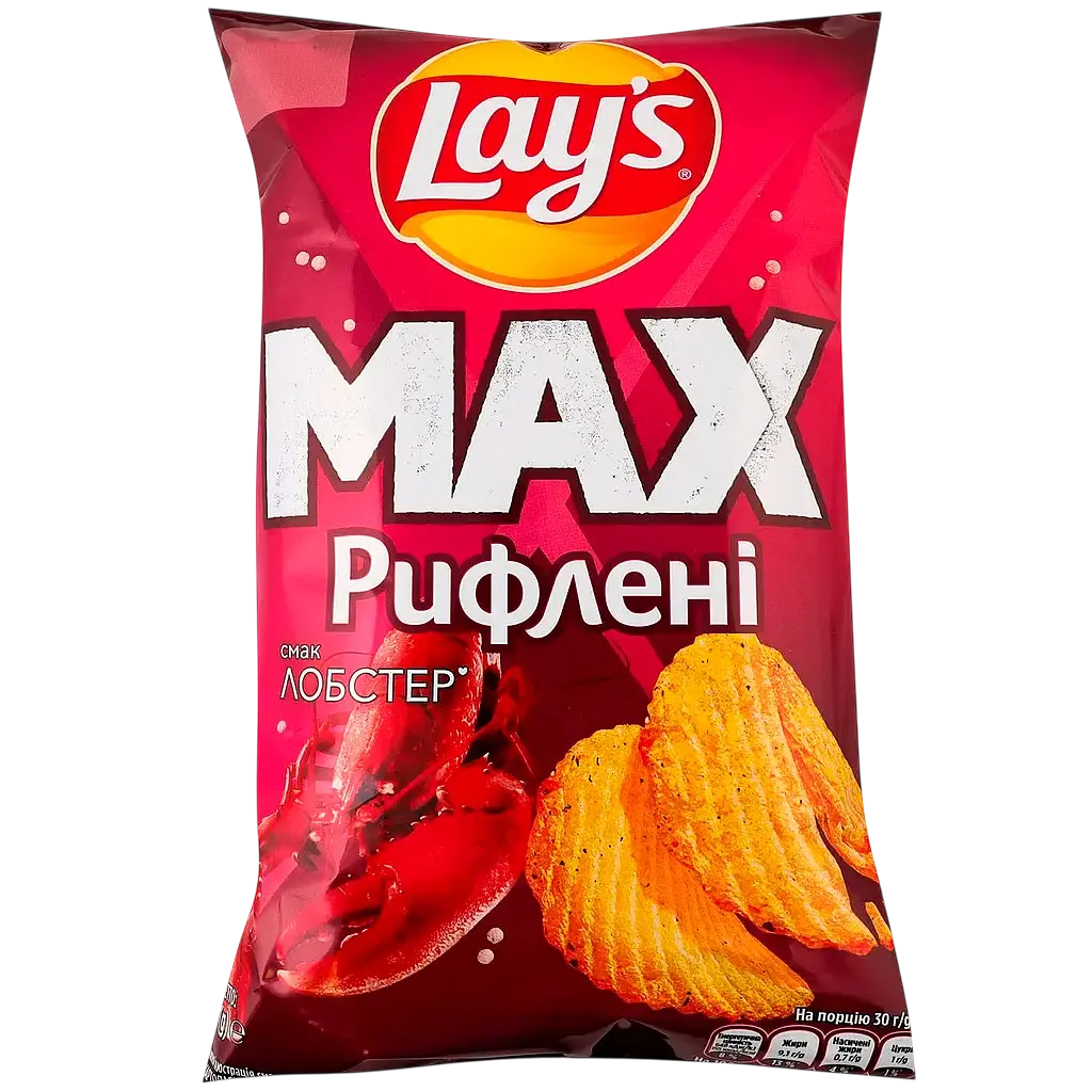 Набор: чипсы Lays Max Strong Чили и лайм картофельные 95 г + чипсы Lays Max Рифленные Сметана и лук картофельные 95 г + чипсы Lays Max Рифленные Лобстер картофельные 95 г - фото 4