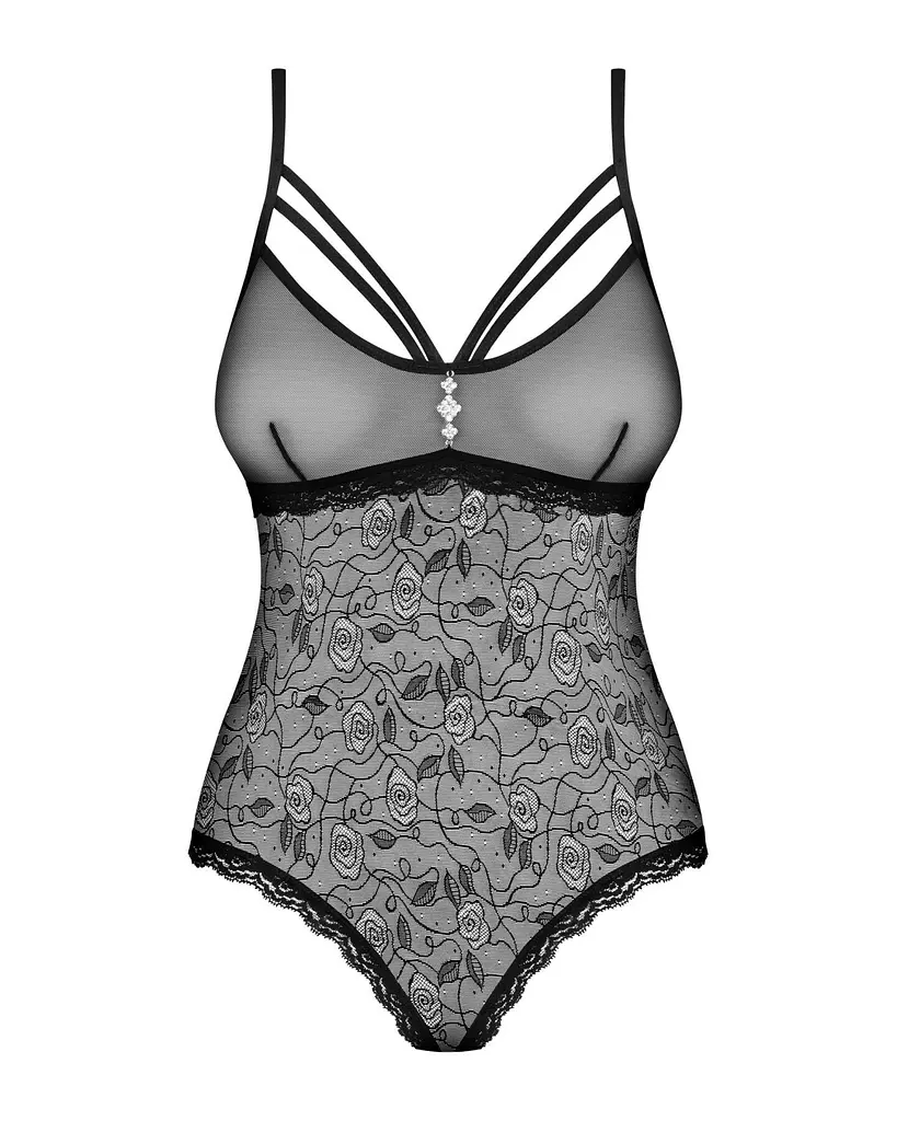 Мереживне боді з доступом Obsessive 818-TED-1 teddy M/L, чорне - фото 5