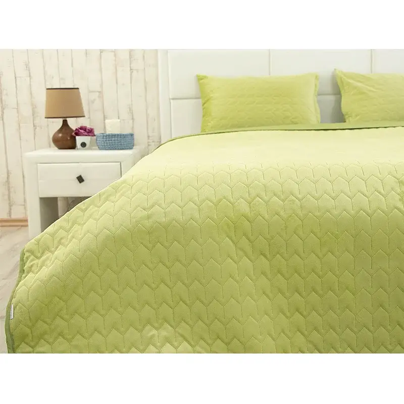 Покривало Руно двостороннє декоративне Velour Green banana зигзаг 150х220 см - фото 6