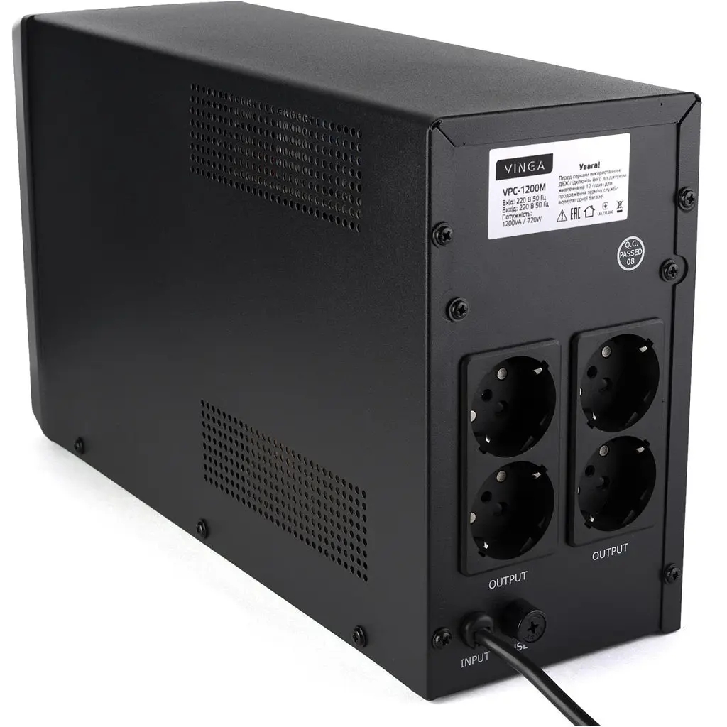 Пристрій безперебійного живлення Vinga LCD 1200VA metal case (VPC-1200M) - фото 6