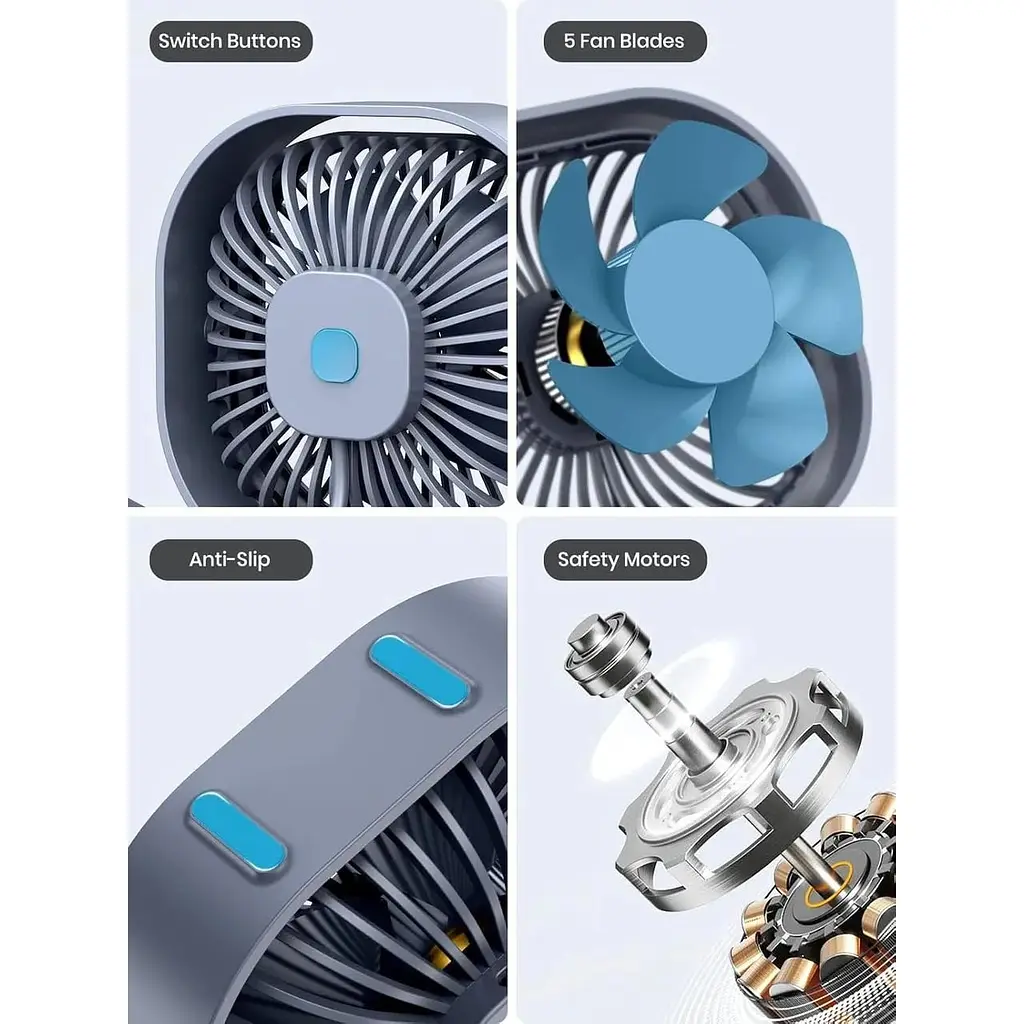 Портативный мини-вентилятор Topk K50 USB charging 360° rotating Gray - фото 4
