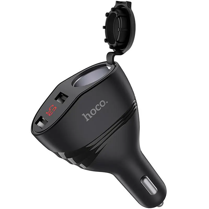 Автомобільний зарядний пристрій Hoco Z34 Display Black 3.1 A 2 USB + Cigarette Lighter Car - фото 5