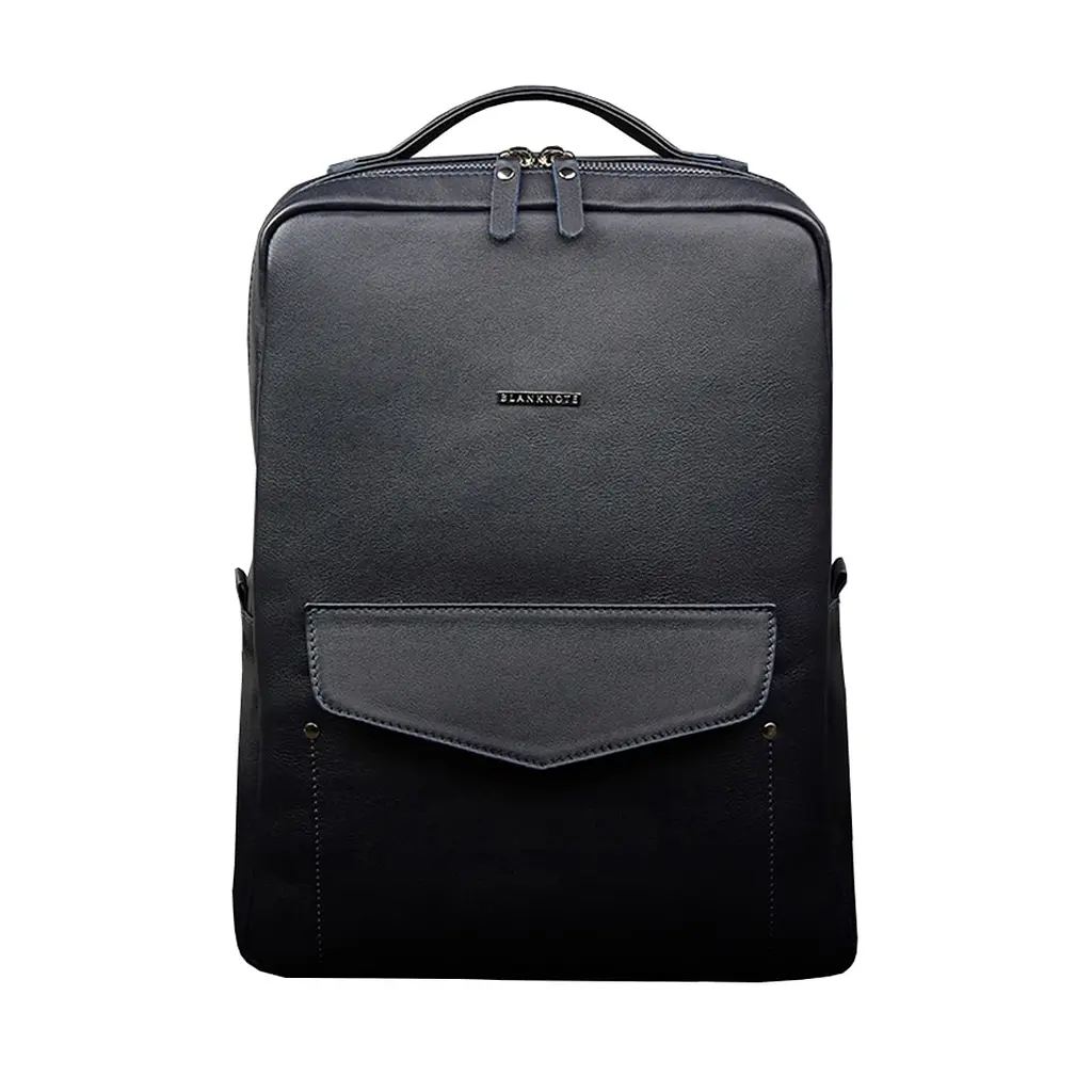 Кожаный женский городской рюкзак на молнии Cooper темно-синий - фото 11