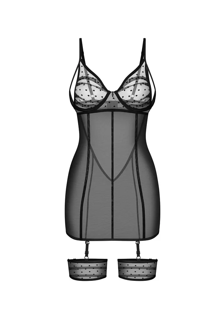Пеньюар Obsessive Nuites 2XL/3X чорний - фото 3