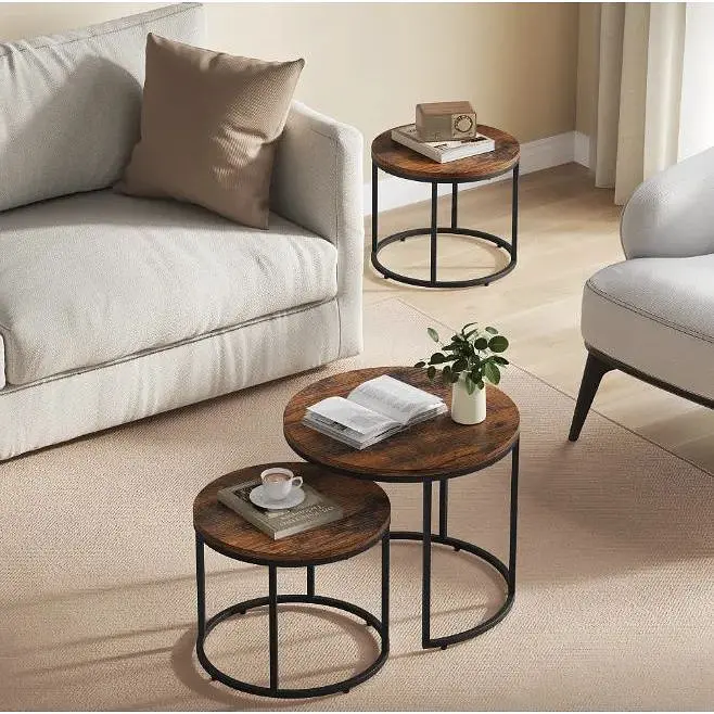 Комплект журнальних столиків Leobert Oreo круглий 53х45 см, 43х35 см коричневий - фото 6