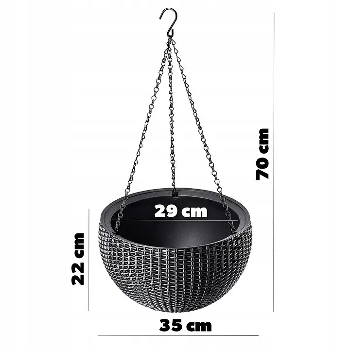 Горшок для растений Keter Rattan Hanging Sphere с цепочками подвесной антрацит 8.6 л - фото 9