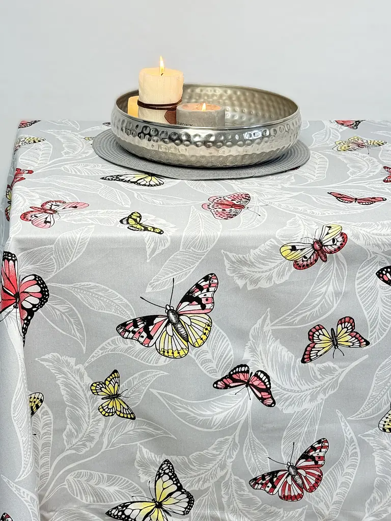 Скатертина Ecotton DUCK 170х200 см водовідштовхувальна сіра 5725-13 Метелики (24034) - фото 5