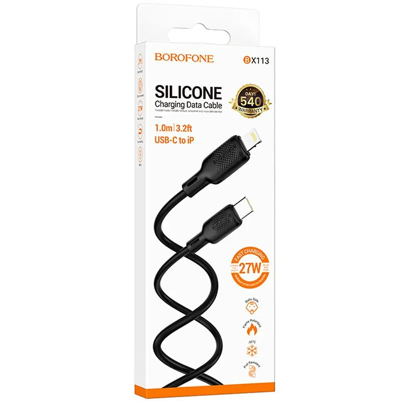 Дата кабель Borofone BX113 Lenny Type-C to Lightning 27W (1m) Black - фото 2