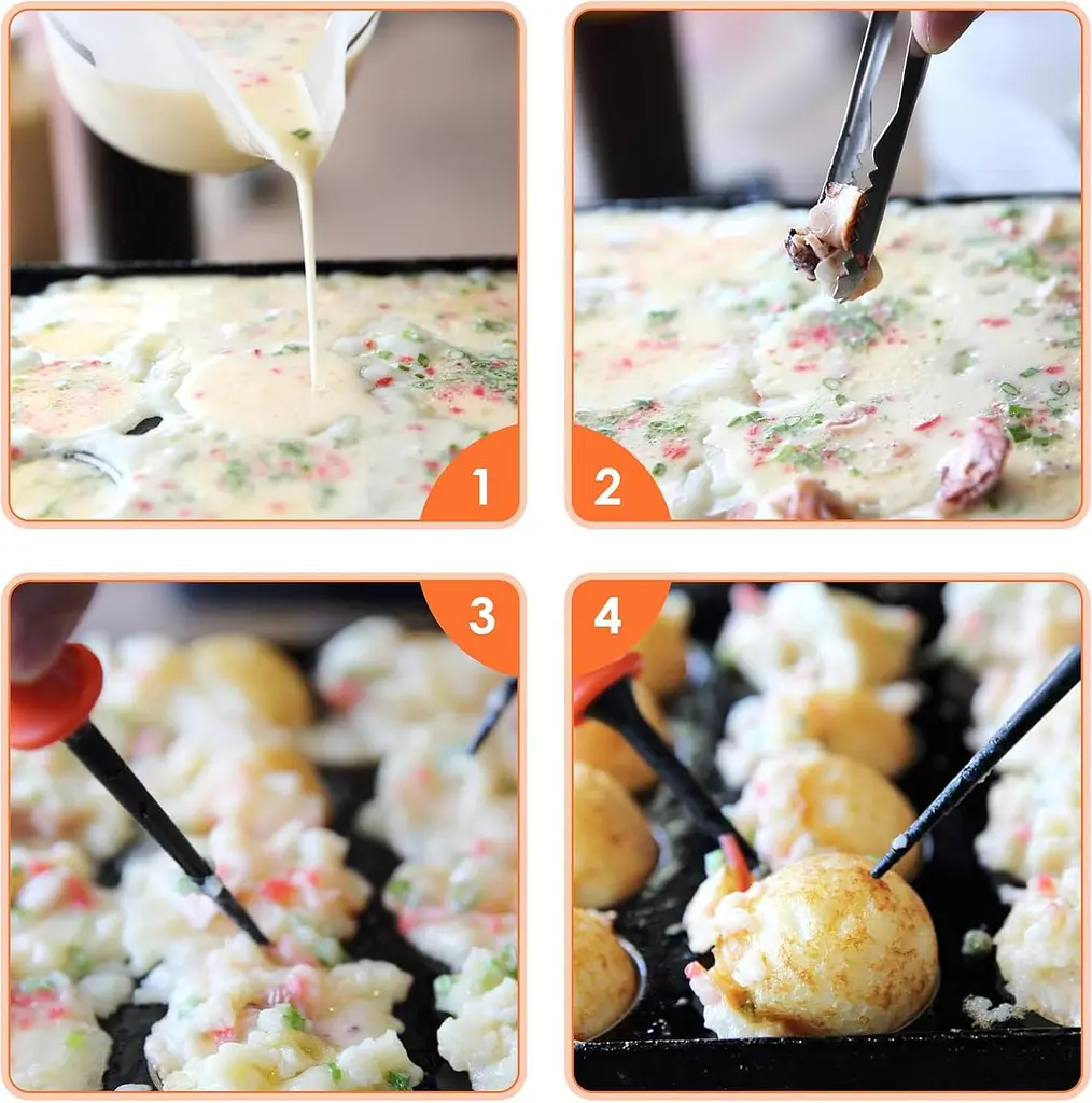Електрична такоячниця RAF Takoyaki Maker для приготування пончиків, кейк-попсів і м'ясних кульок (18 комірок) антипригарна - фото 5