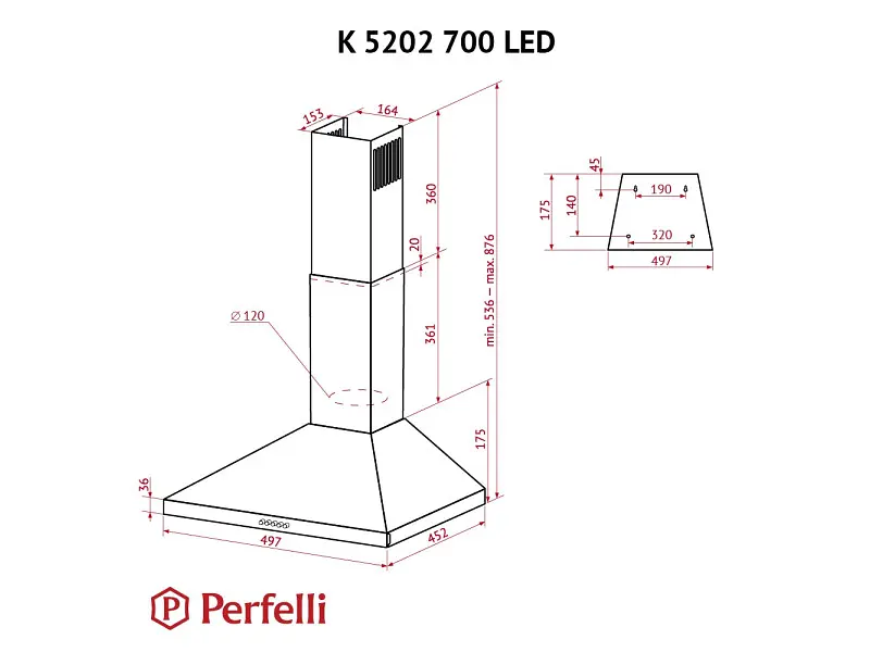 Витяжка Perfelli K 5202 IV 700 LED - фото 11