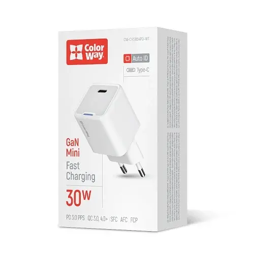 Мережевий зарядний пристрій White 30 Вт GaN ColorWay teh0028583 - фото 7