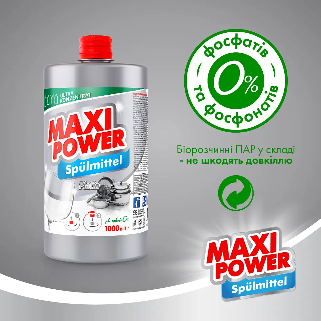 Засіб для ручного миття посуду Maxi Power Платинум запаска 1000 мл (4823098408475) - фото 5