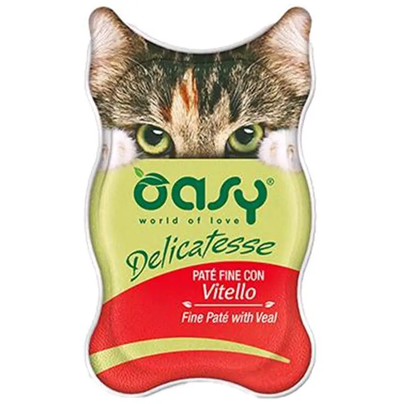 Влажный корм для взрослых кошек Oasy Delicatesse паштет с телятиной 85 г - фото 2