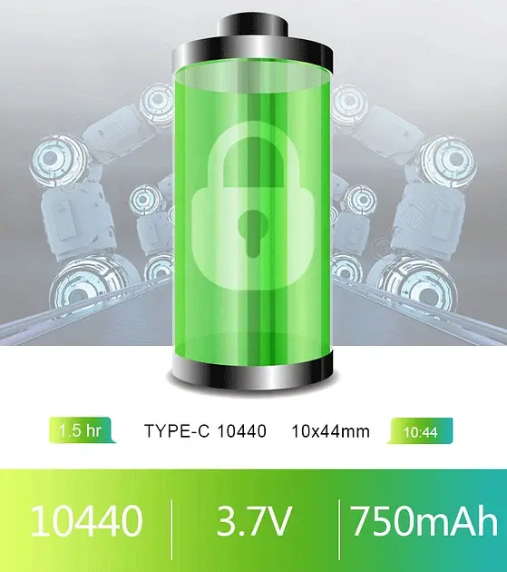 Акумулятор 10440 Smartoools 750 mAh 3.7V батарейка із вбудованою зарядкою Type-C - фото 2