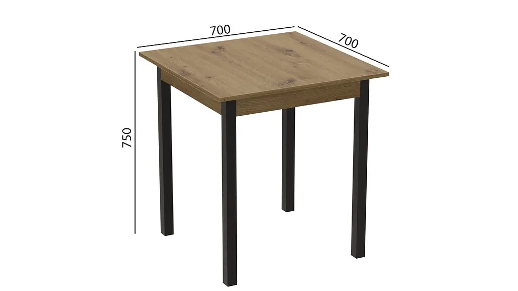 Стіл кухонний Ferrum-decor Дієго 75x70x70 Чорний ДСП Дуб Артізан 16мм (FRD-105709) - фото 3