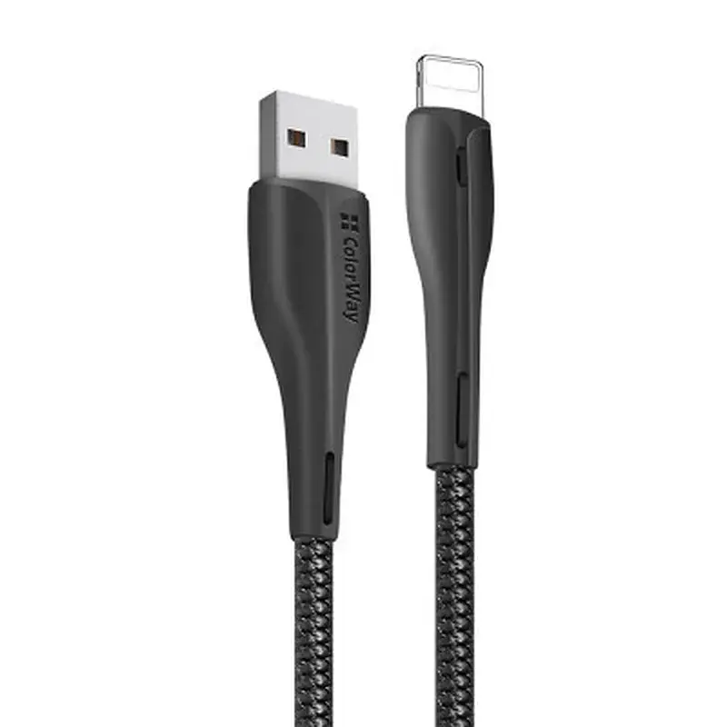 Дата кабель USB 2.0 AM to Lightning 1.0m led black ColorWay (CW-CBUL034-BK) - фото 2