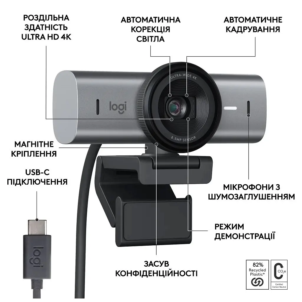 Веб-камера Logitech MX Brio 4K Graphite (960-001559) - фото 6