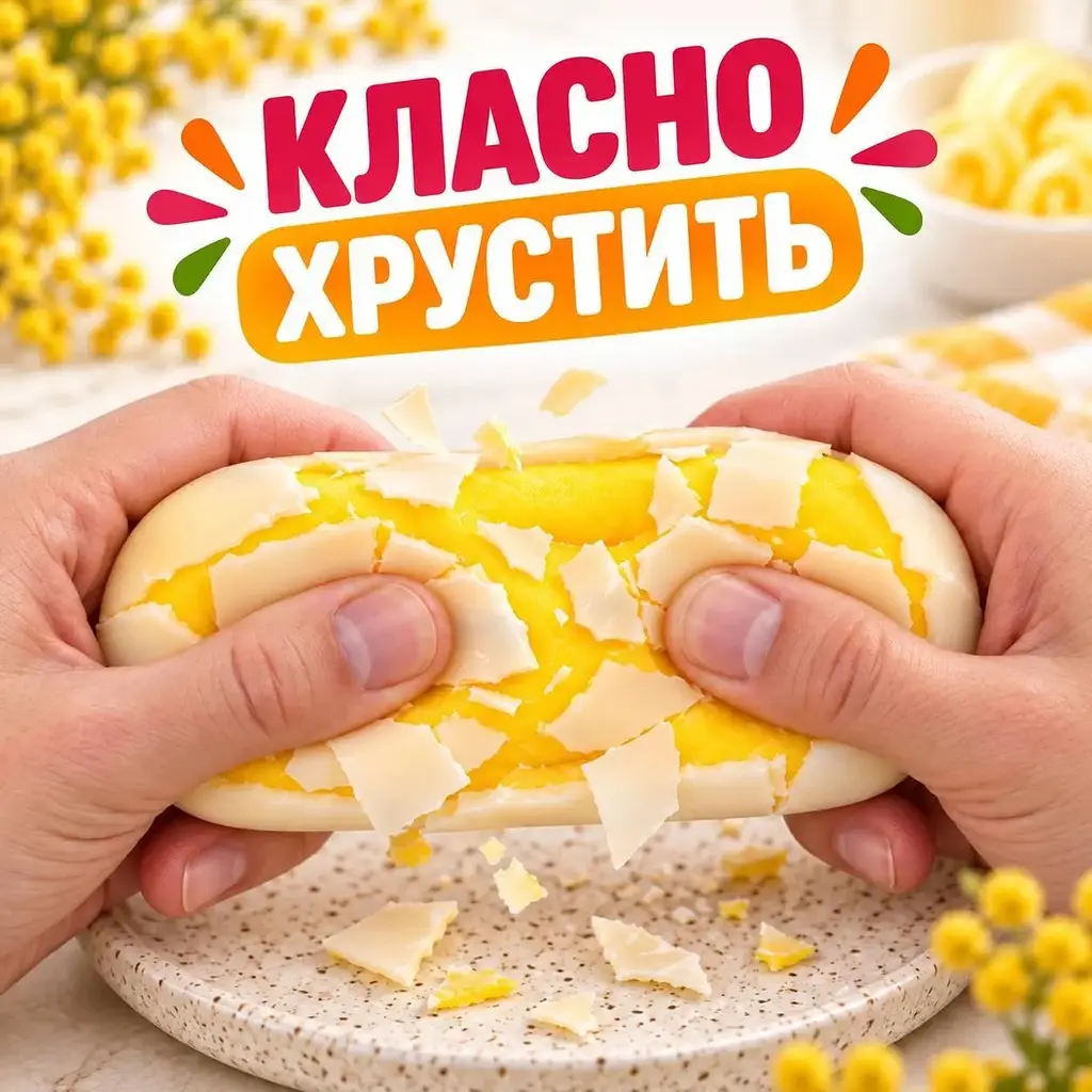 Хрусткий сквіш масло з 10 шарами воску Crunchy Butter Squishy м’який восковий сквіш у коробці - фото 4