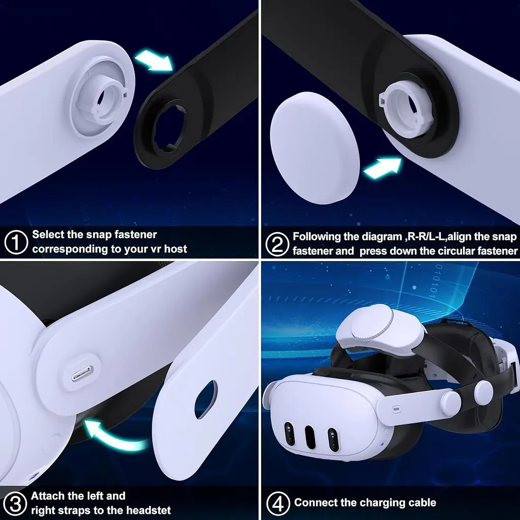 Повязка на голову Elegamefy Comfort для Meta Quest 3/Quest 3s, двойные ручки, связанные Elite Strap, поддержка, VR-аксессуар - фото 3